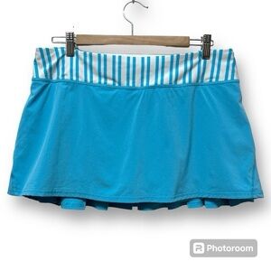Lululemon Run Pace Setter Skirt Athletic Skort Spry BlueTwin Stripe Spry Sz 10